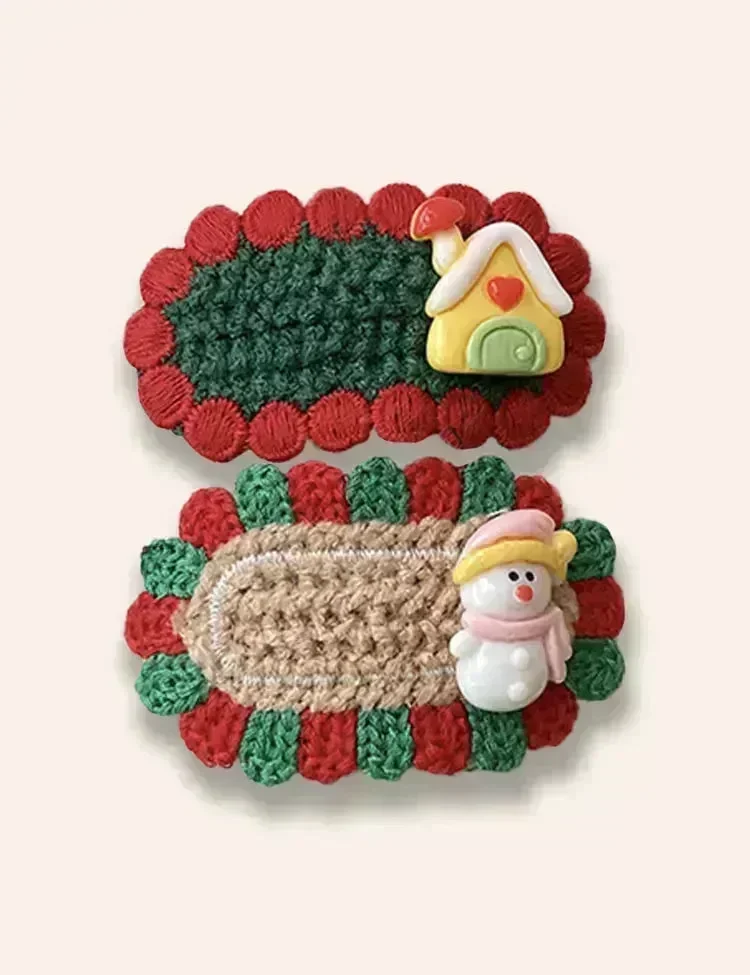 2PCS Christmas Handmade Knitted Hairpins - Image 3