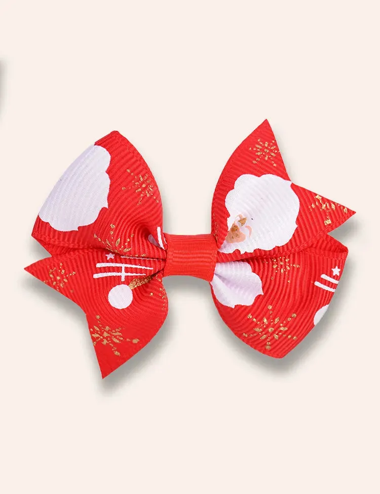2PCS Christmas Ribbed Bow Hairpins - Image 4