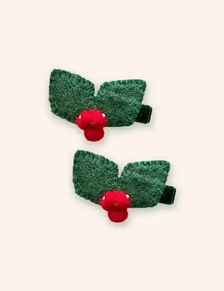 2PCS Christmas Wool Felt Cute Hairpins - Image 3