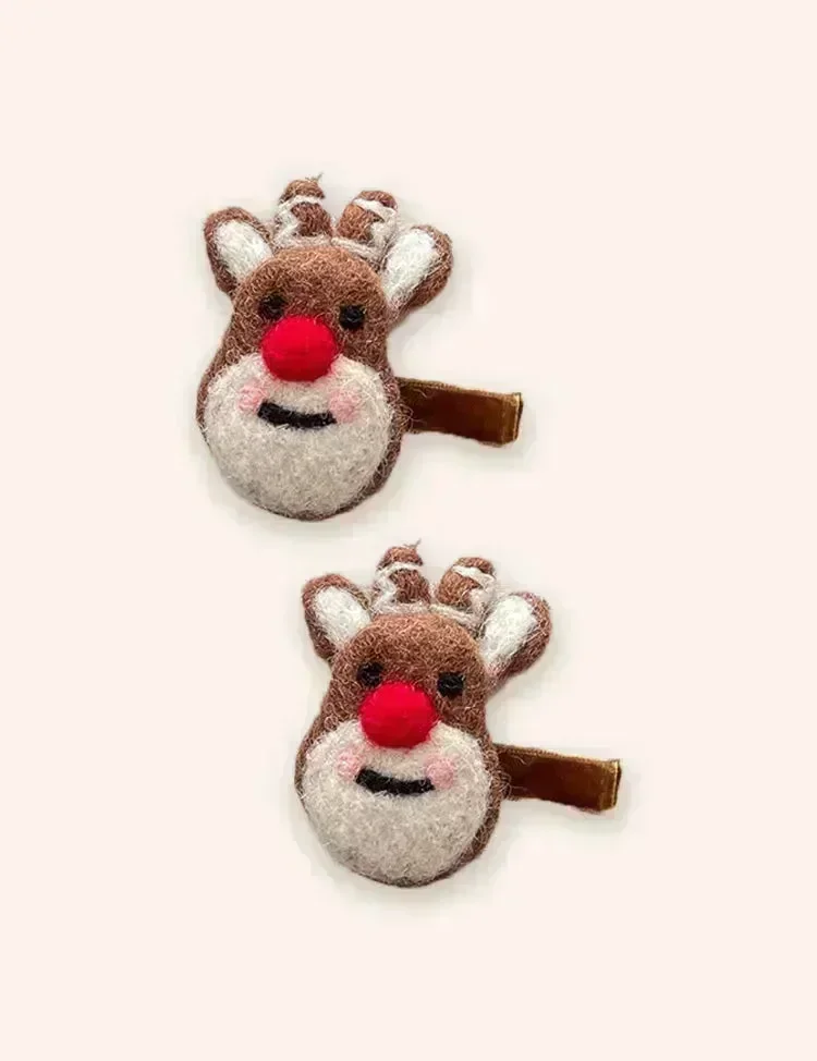 2PCS Christmas Wool Felt Cute Hairpins - Image 4