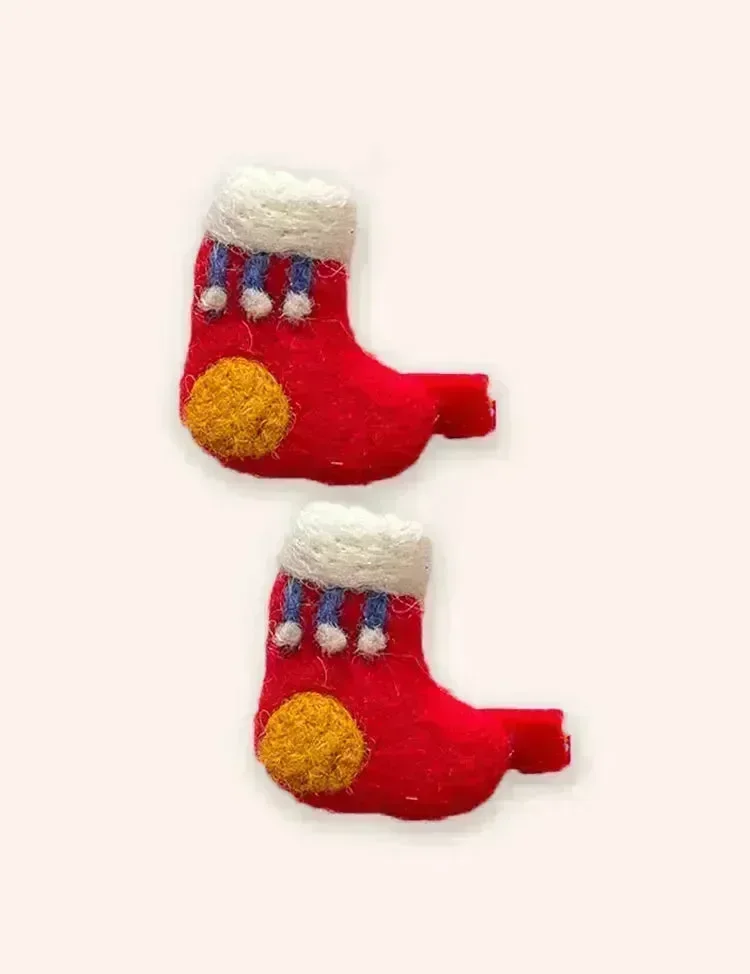 2PCS Christmas Wool Felt Cute Hairpins - Image 9