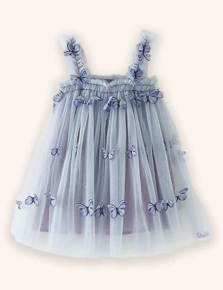 3D Butterfly Flower Tulle Dress - Image 3