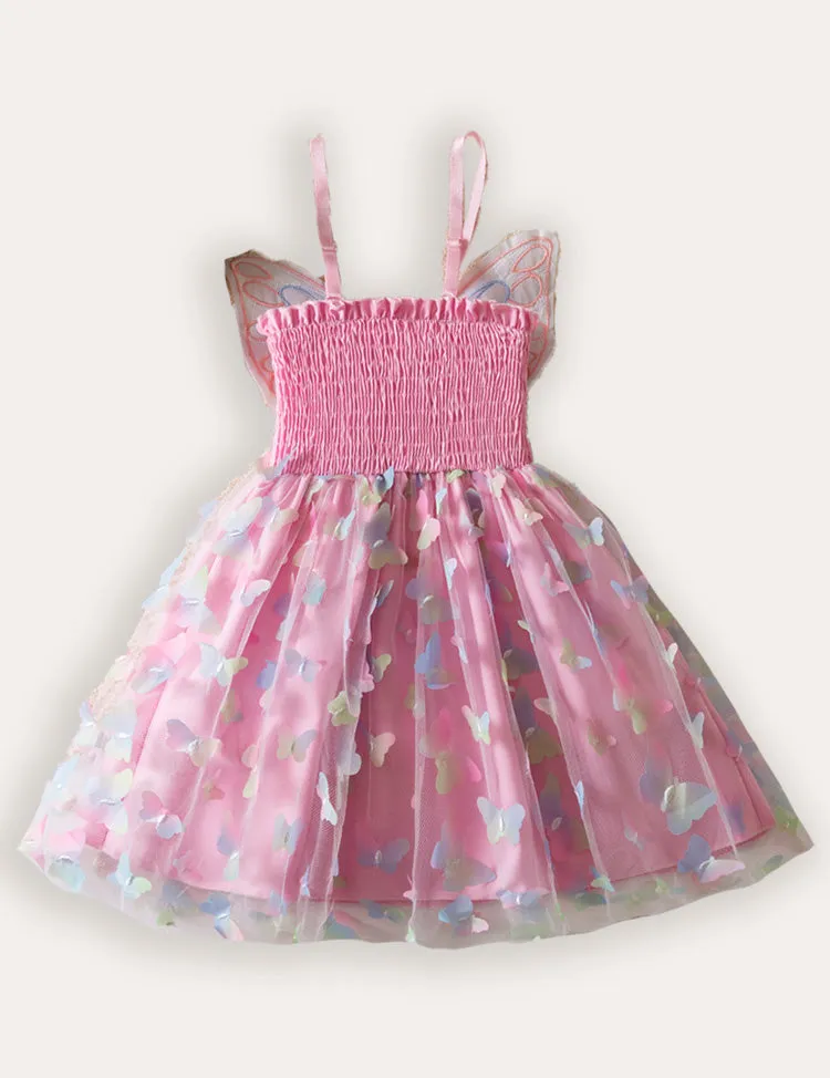 3D Butterfly Wings Colorful Tulle Suspender Dress - Image 4