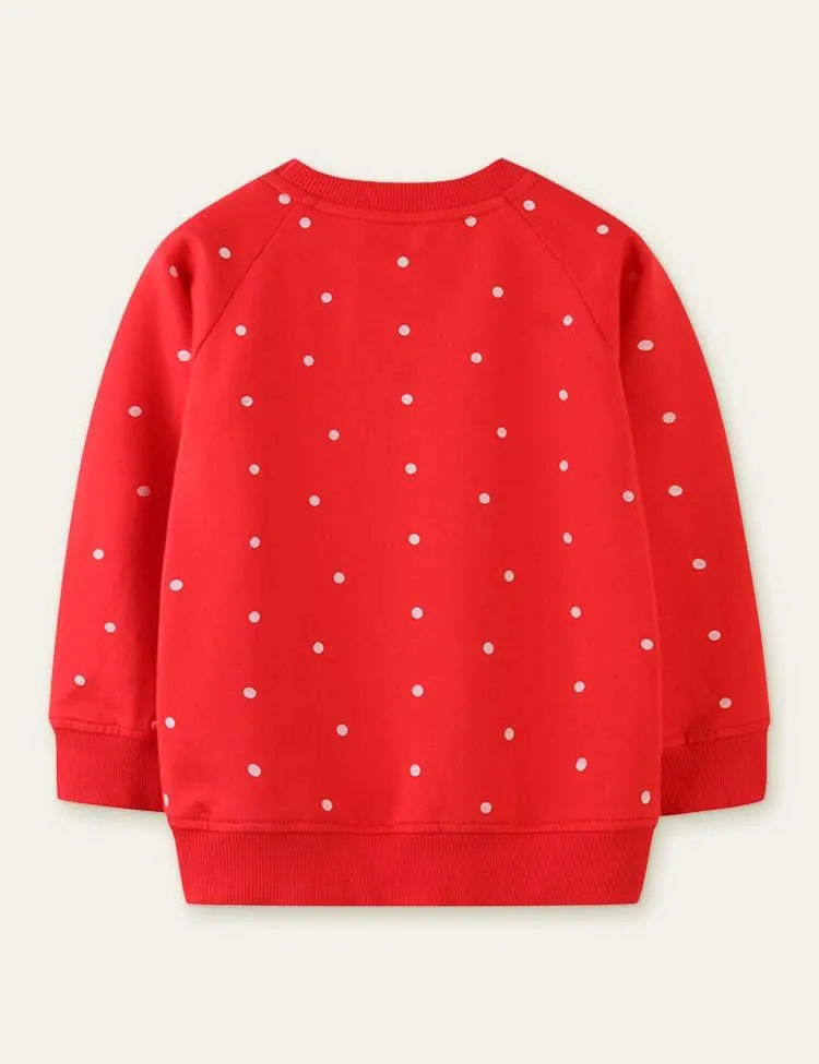 Alpaca Appliqué Polka Dot Sweatshirt - Image 2