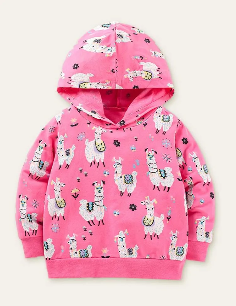 Alpaca Cartoon Printed Hoodie