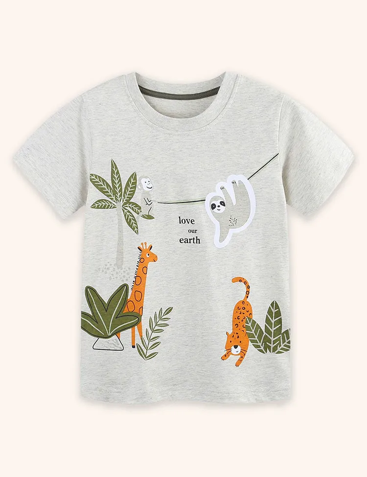 Animal and Plant Printed T-shirt Set - Image 3