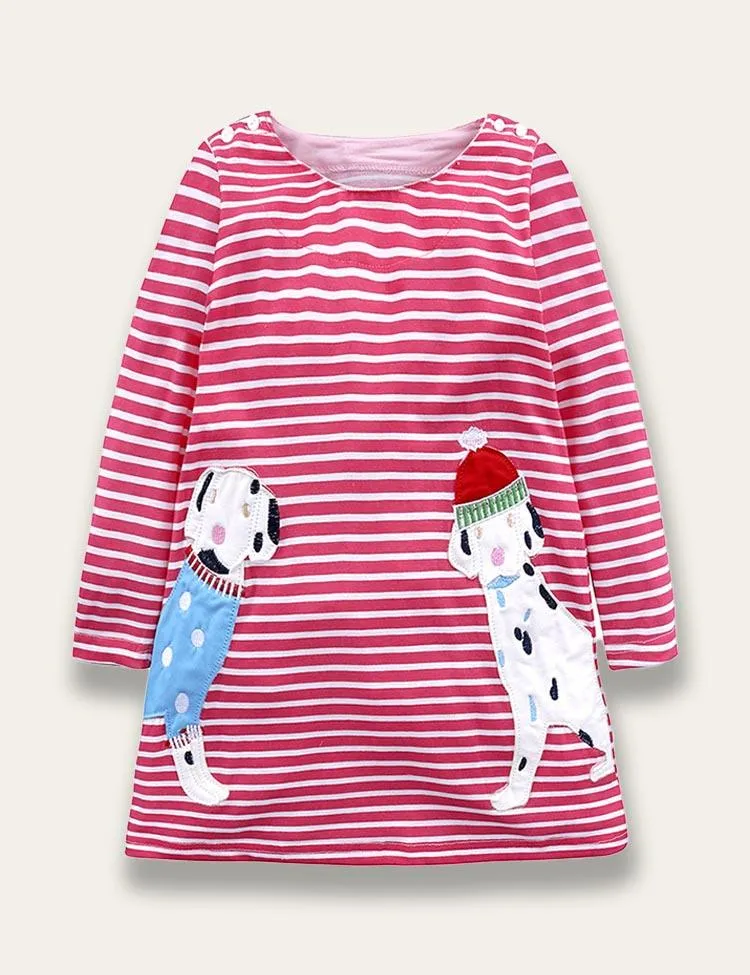 Animal Appliqué Stripe Dress