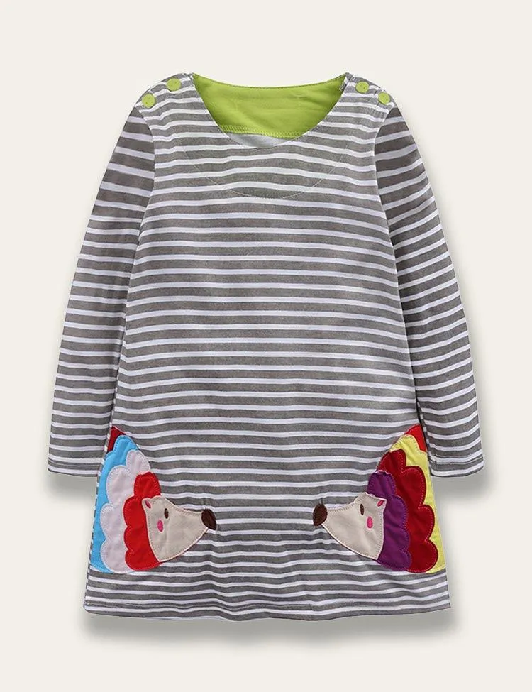 Animal Appliqué Stripe Dress - Image 3