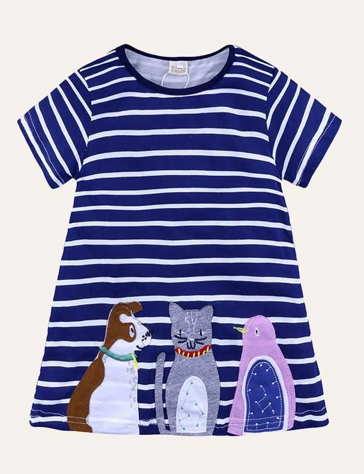 Animal Appliqué Striped Dress - Image 4