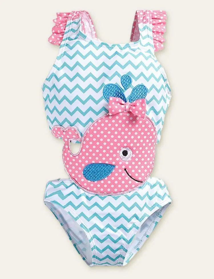 Animal Cute Appliqué One-Piece Swimsuit - Image 5
