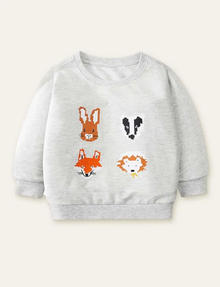 Animal Friends Printed Sweatshirt