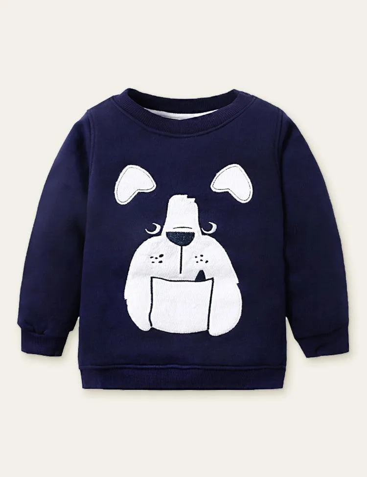 Animal Unicorn Appliqué Embroidered Sweatshirt - Image 3