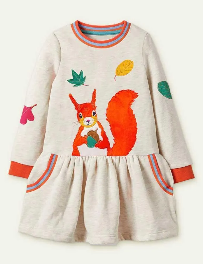 Appliqué Sweatshirt Dress Highland Green Cats - Image 10