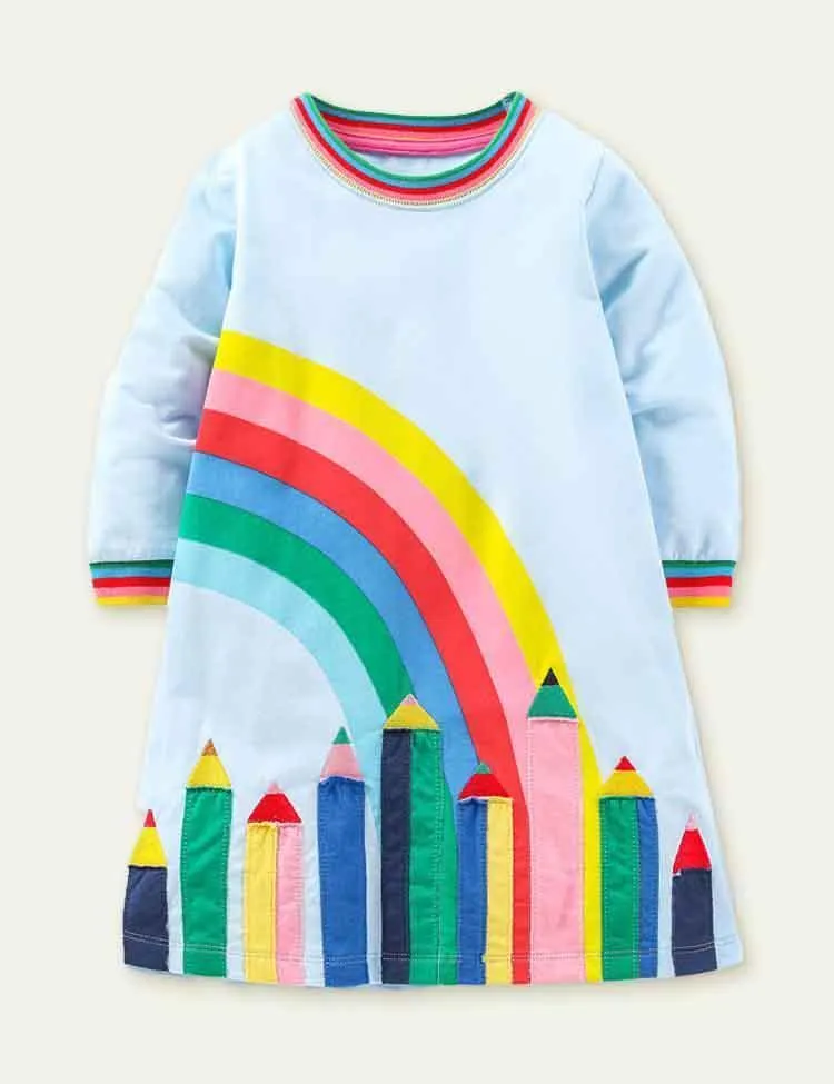 Appliqué Sweatshirt Dress Highland Green Cats - Image 6