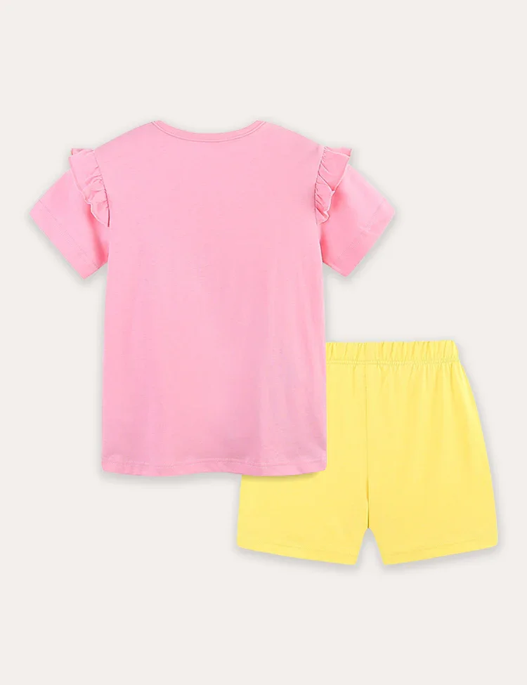 Baby Elephant Embroidery Short Sleeve T-Shirt and Shorts Set - Image 2