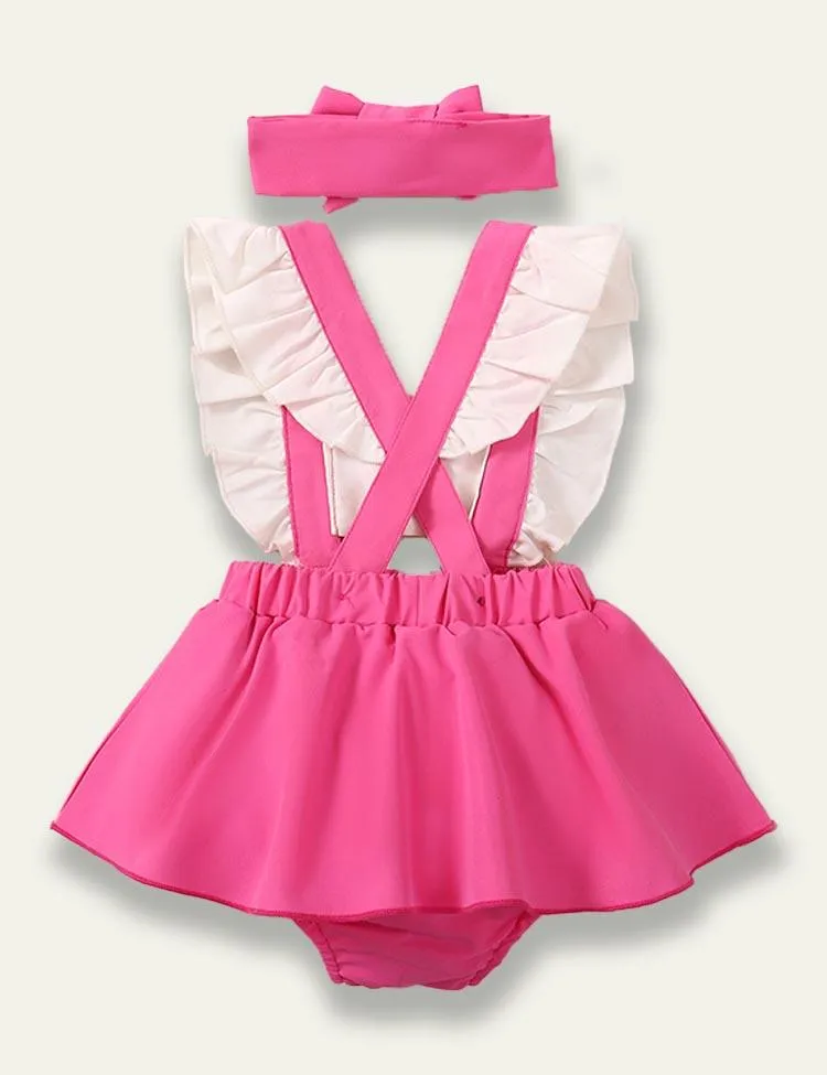 Baby Printed Sleeveless Pleated Romper - Image 2