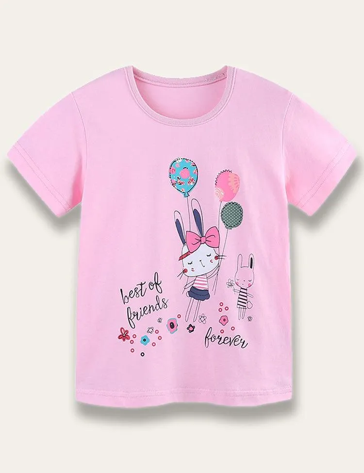 Balloon Bunny Print T-Shirt
