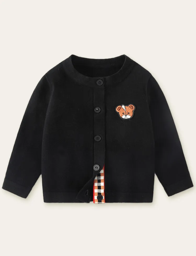 Bear Embroidery Sweater Cardigan - Image 6