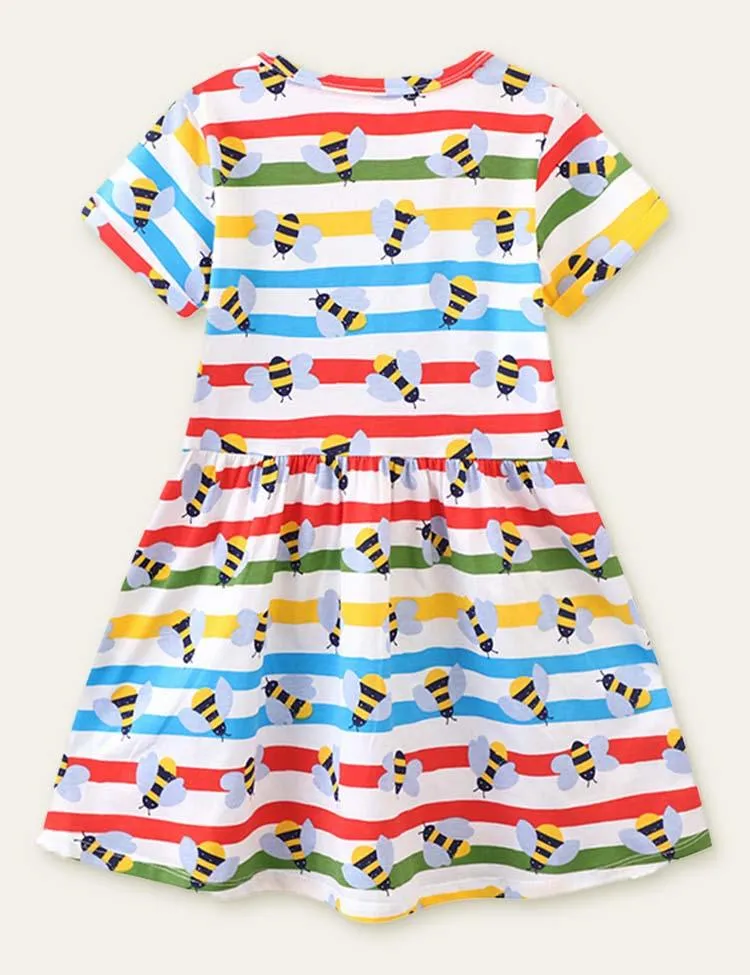 Bee Print Striped Dress - Image 2