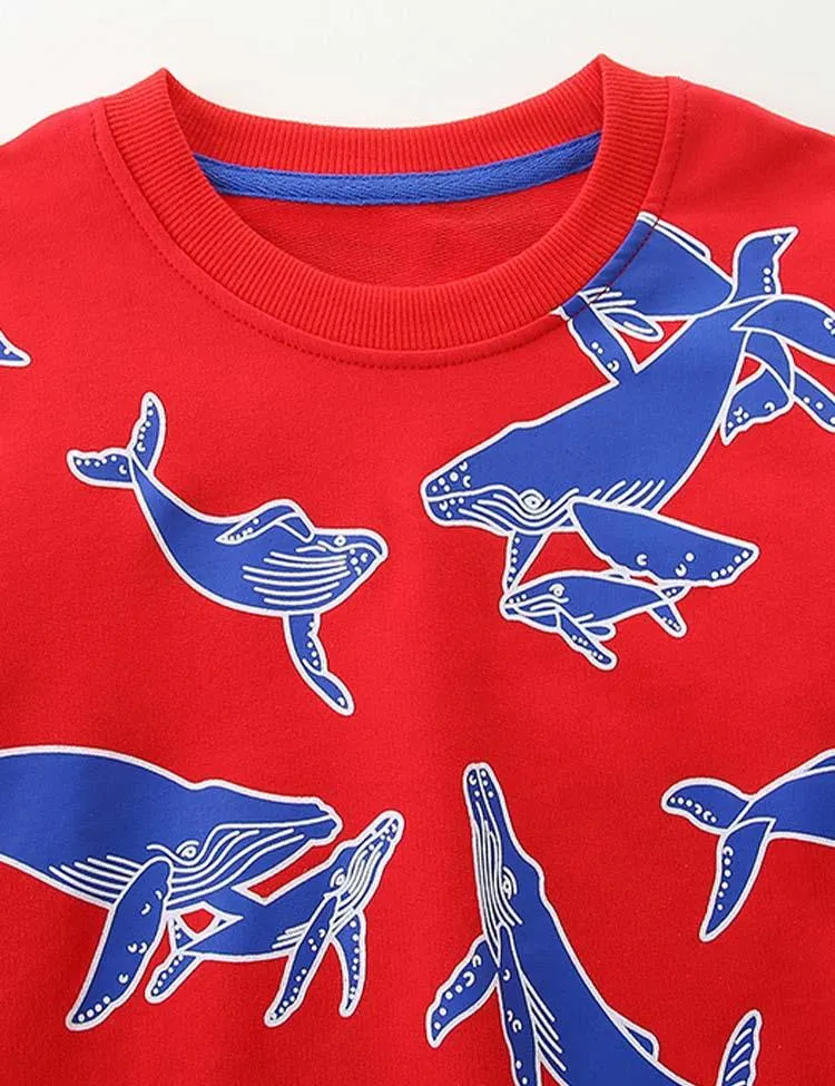 Big Blue Whale Printed Sweatshirt - Image 2