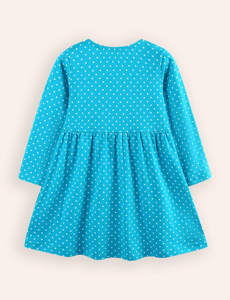 Bird Embroidered Long-sleeved Dress - Image 3