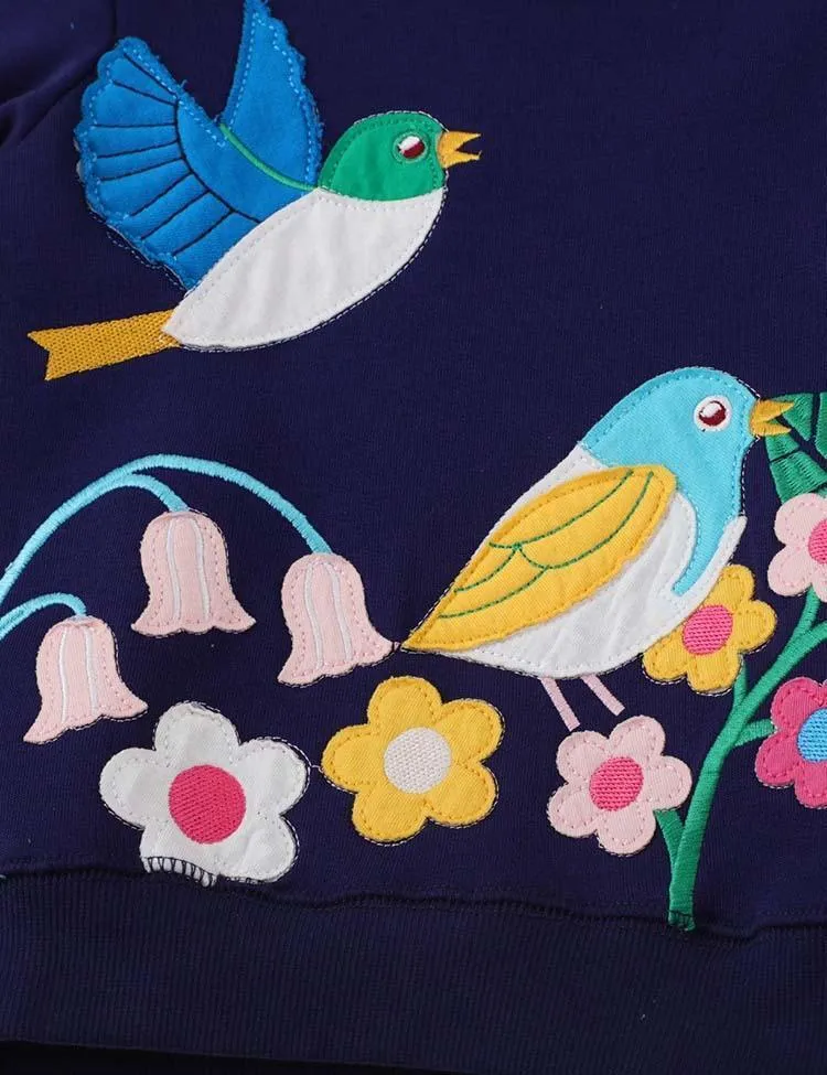 Bird Flower Appliqué Sweatshirt - Image 3