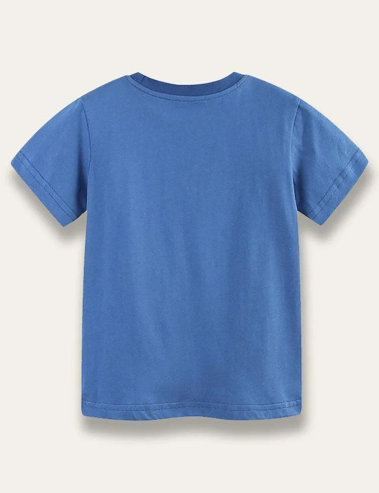Blue Excavator Print T-shirt - Image 3
