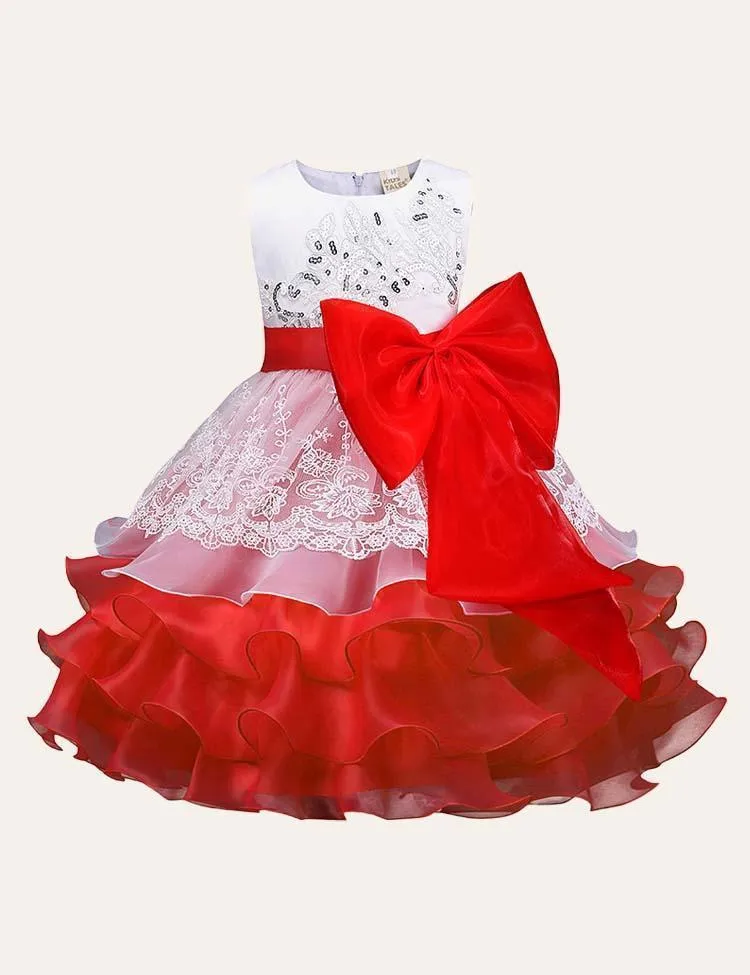 Bow Floral Party Dress - Image 3
