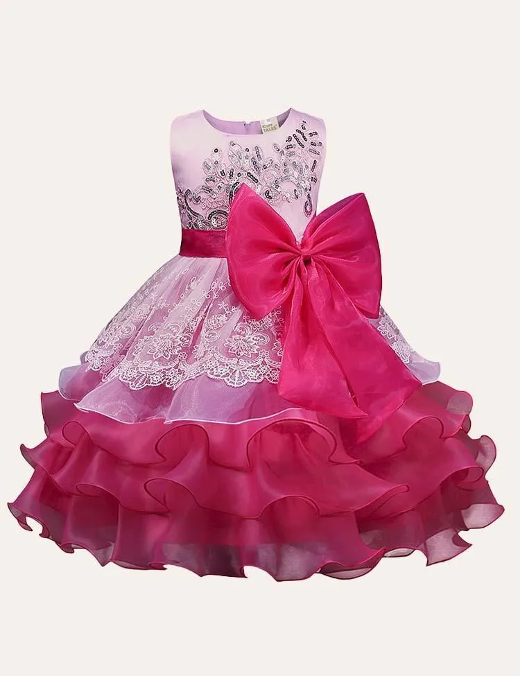 Bow Floral Party Dress - Image 4