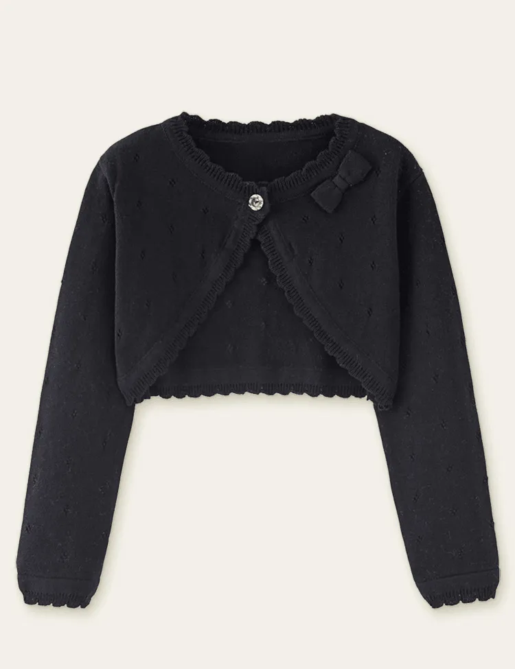 Bow Hollow out Sweater Cardigan - Image 3