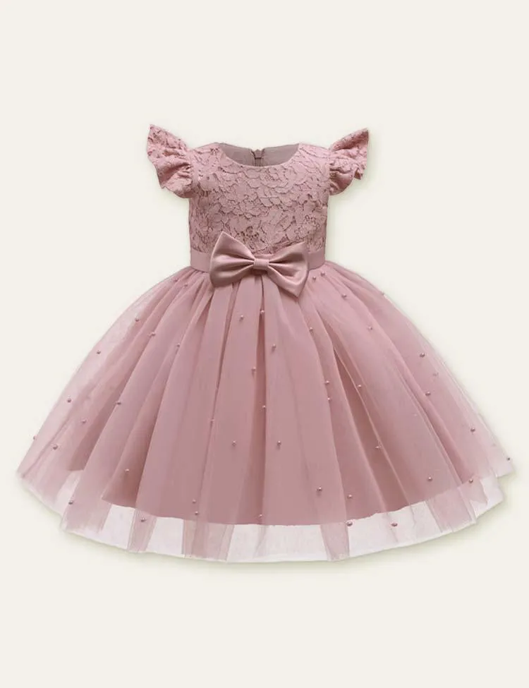 Bow Mesh Sleeveless Party Dress