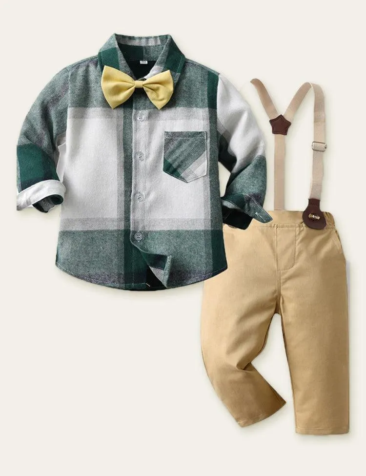 Bow Tie Gentleman Plaid Shirt Party Set - Image 3