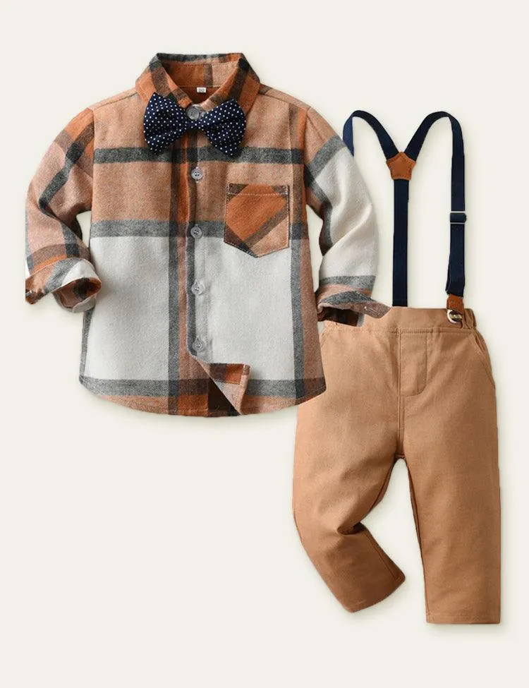 Bow Tie Gentleman Plaid Shirt Party Set - Image 4