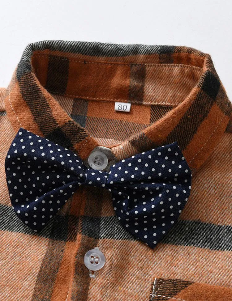 Bow Tie Gentleman Plaid Shirt Party Set - Image 5