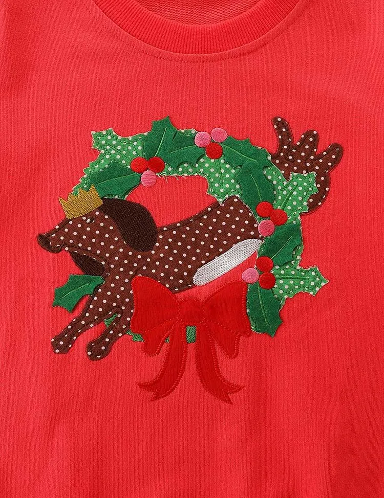 Bowknot Puppy Appliqué Sweatshirt - Image 2
