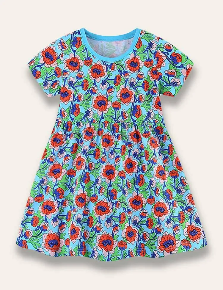 Bright Floral Print Dress