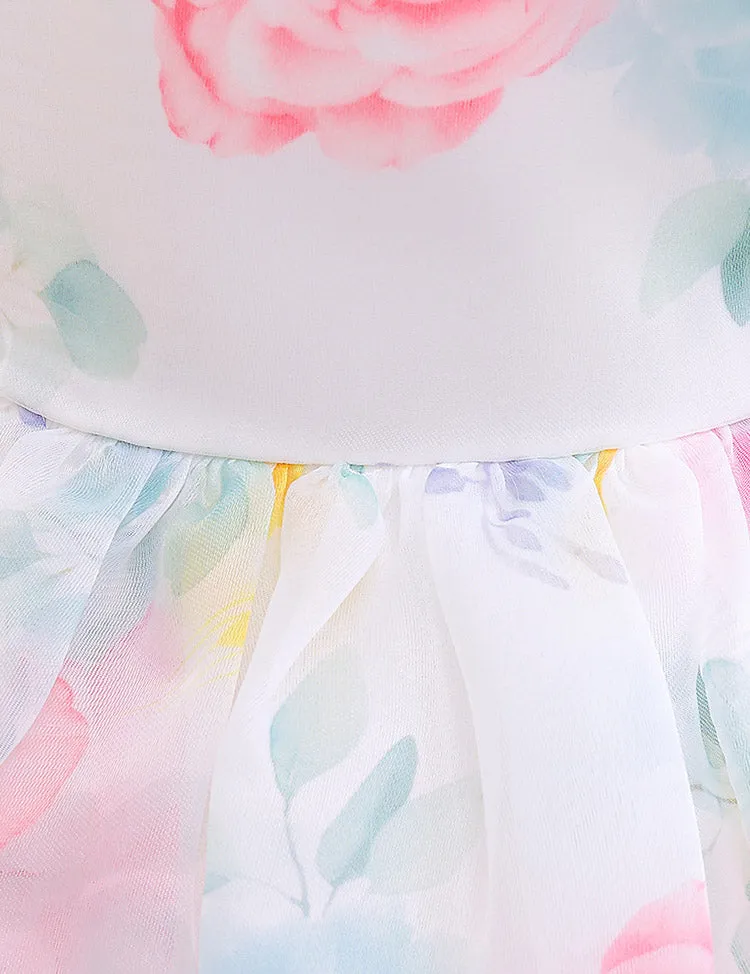 Bubble Sleeve Floral Tulle Party Dress - Image 3