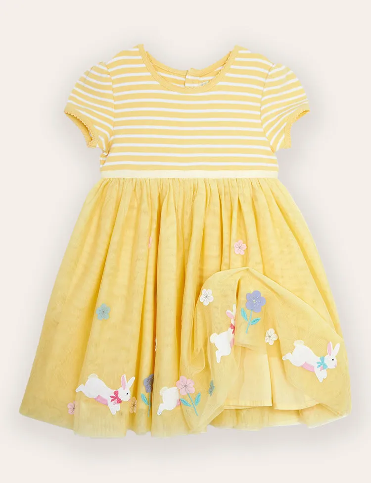 Bunny Appliqué Striped Dress - Image 2