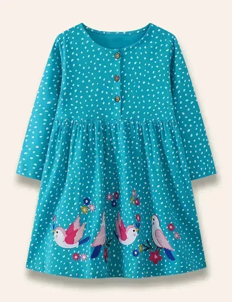 Butterfly Birdy Appliqué Dotted Dress - Image 2