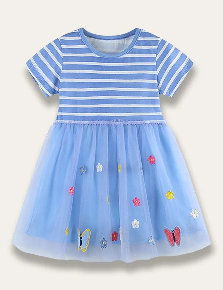 Butterfly Appliqué Tulle Dress