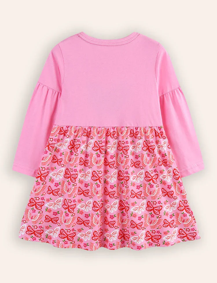 Butterfly Embroidered Long-sleeved Dress - Image 2