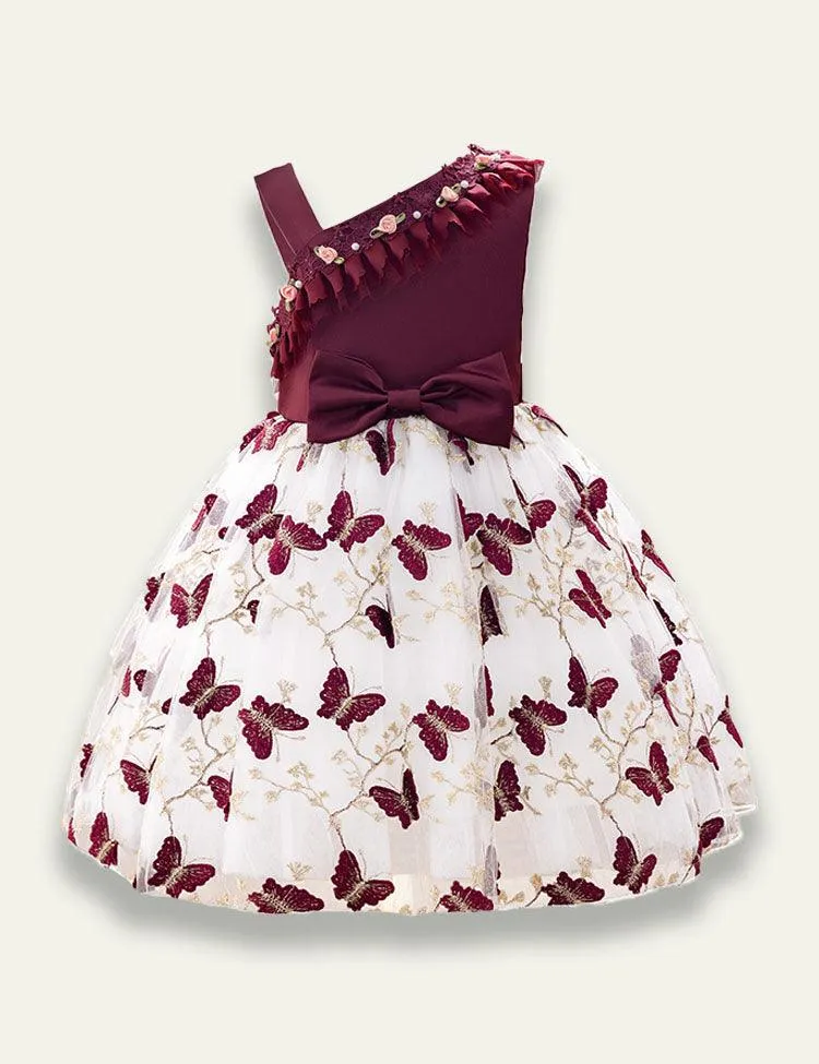 Butterfly Embroidered Mesh Party Dress - Image 2