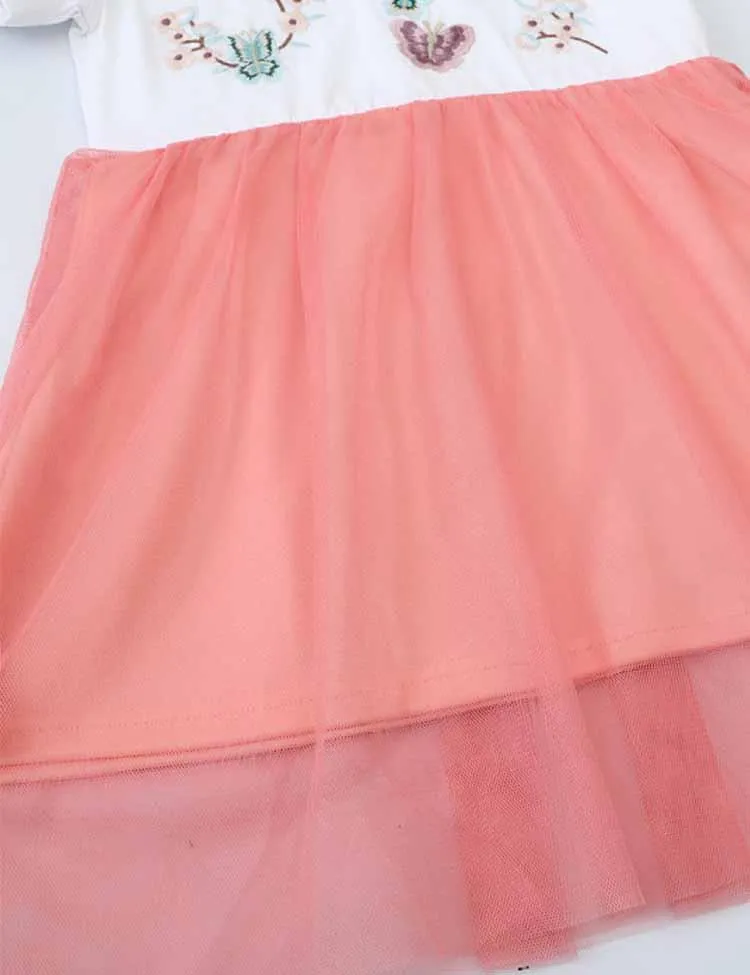 Butterfly Embroidered Short Sleeve Tulle Dress - Image 3
