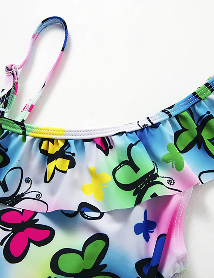 Butterfly Print One Shoulder Swimsuit - Image 2