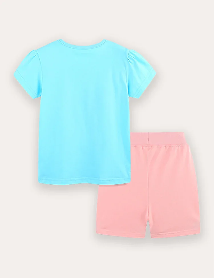 Butterfly Print Short Sleeve T-Shirt and Shorts Set - Image 2