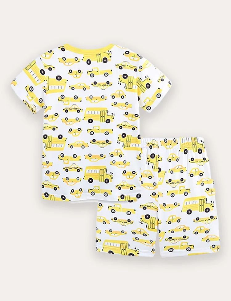Car Print Short Sleeve T-Shirt and Shorts Set - Image 2