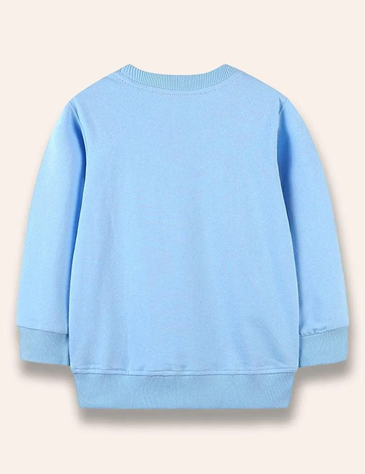 Cartoon Animal Appliqué Floral Sweatshirt - Image 2