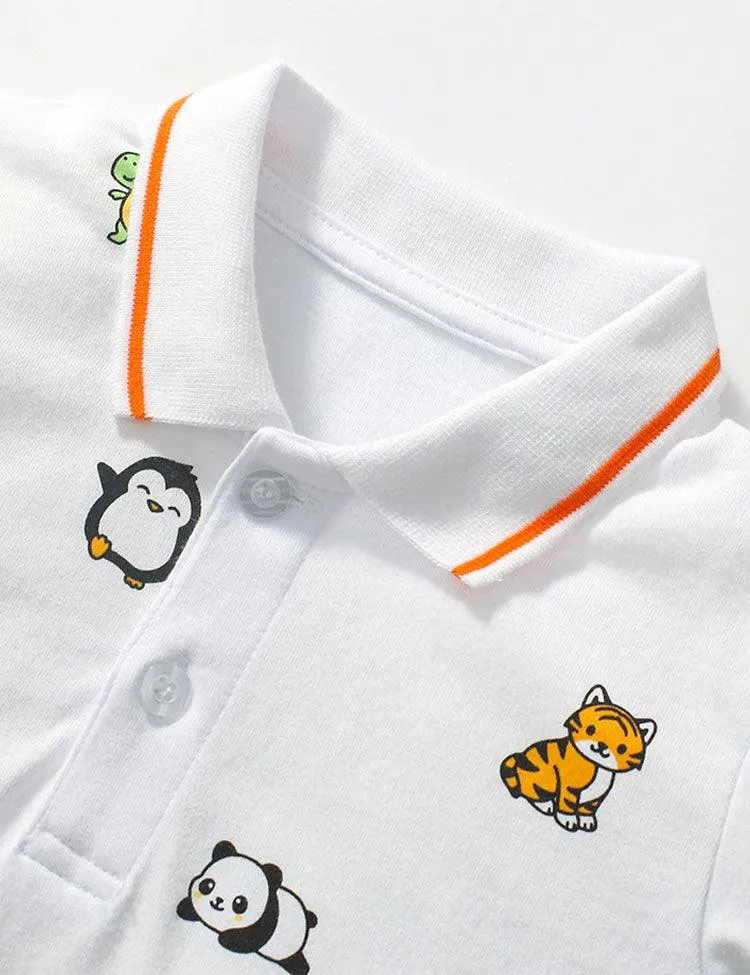 Cartoon Animal Printed Polo T-shirt - Image 3