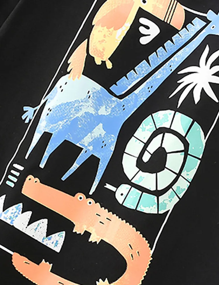 Cartoon Animal Printed T-shirt Set - Image 4