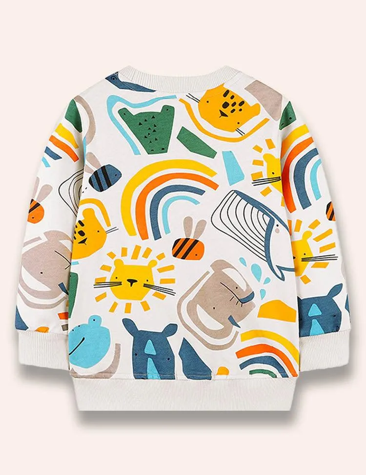 Cartoon Animal Printed Sweatshirt - Image 3